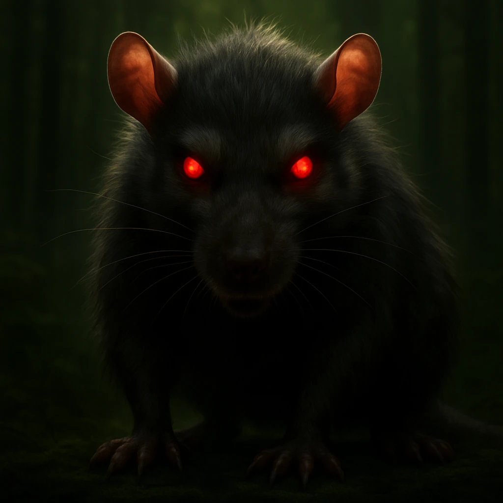 Change the image dimensions to a perfect square while keeping the evil rat, its pose, and the hyper-realistic, soft, glowing art style intact. Do not crop or lose any important details. Maintain the original artistic style and lighting effects. emoji