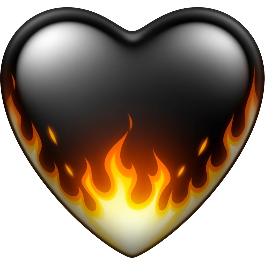black fire opal heart emoji