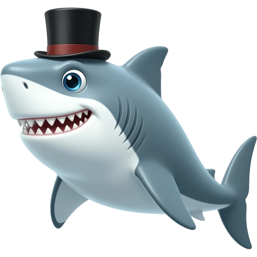 Shark with a top hat emoji