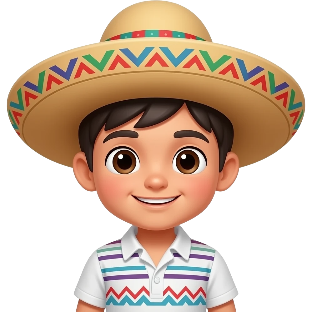 Kawaii Mexican boy with little smile emoji