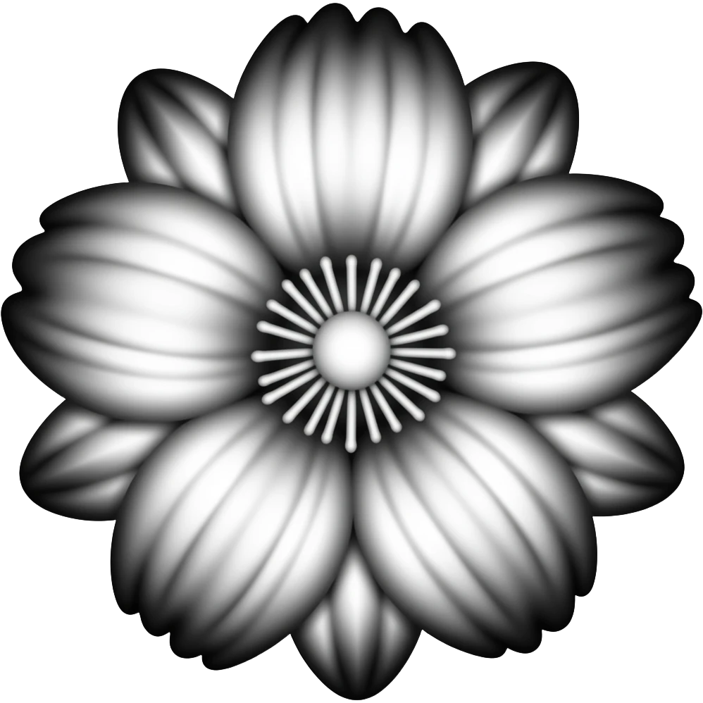 awthetic black and white flower emoji