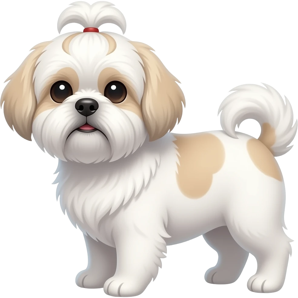 Shihtzu beyaz tüylü küçük shihtzu köpek emoji