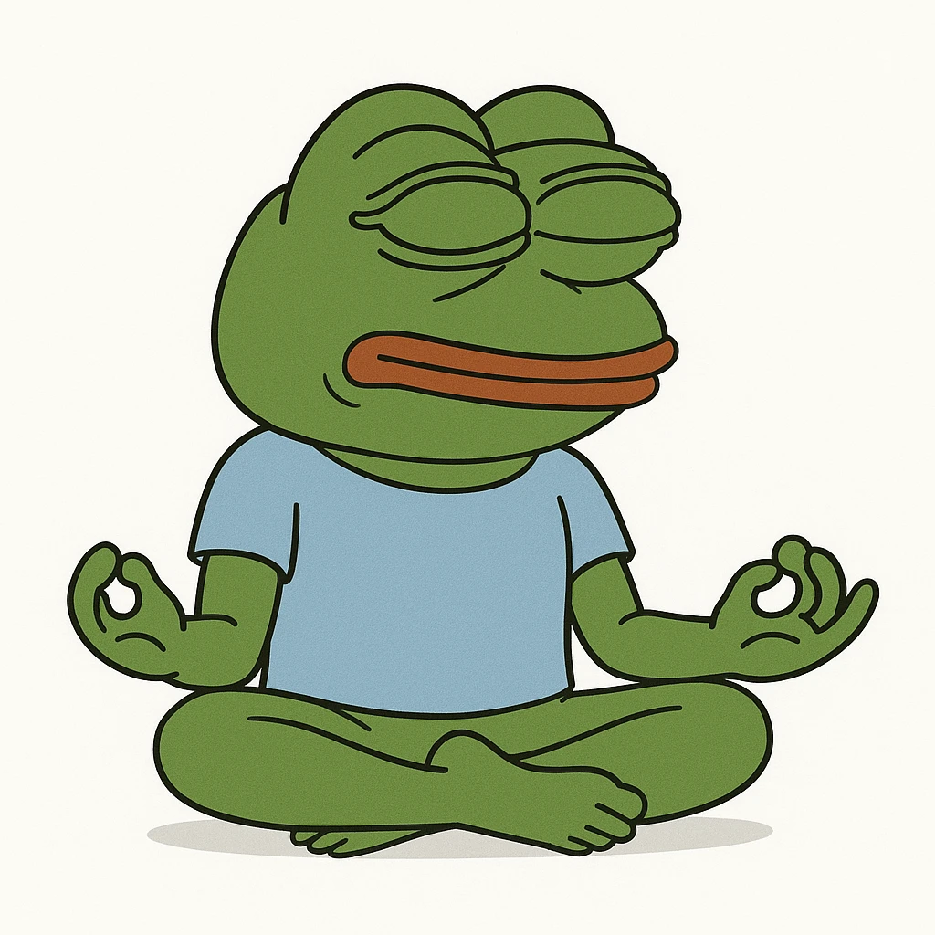 create a pepe doing yoga, white background emoji