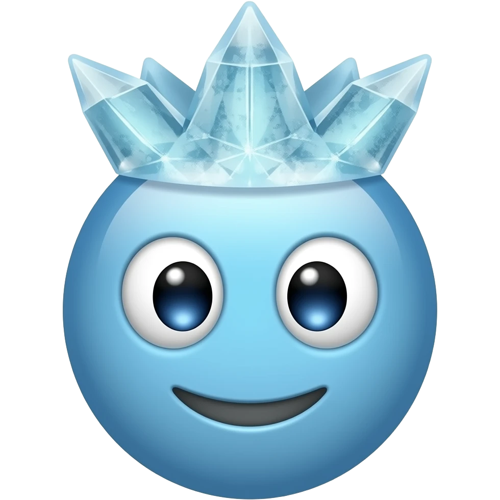 Ok I want I blue emojie not a human make him a circle like the oh emojis and make home have ice o his face like this 🥶 and make him wearing a icecrown emoji