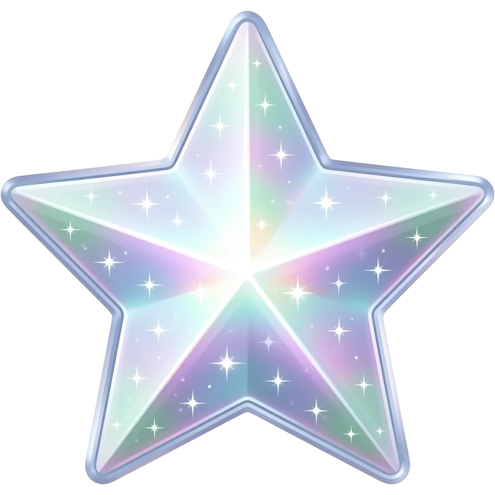 Shiny iridescent scented starry lit luminescent translucent diaphanous sparkles emoji