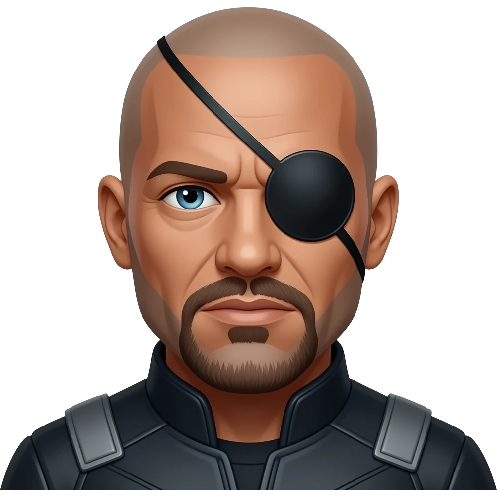 Nick Fury Marvel black eye patch one eye only head emoji