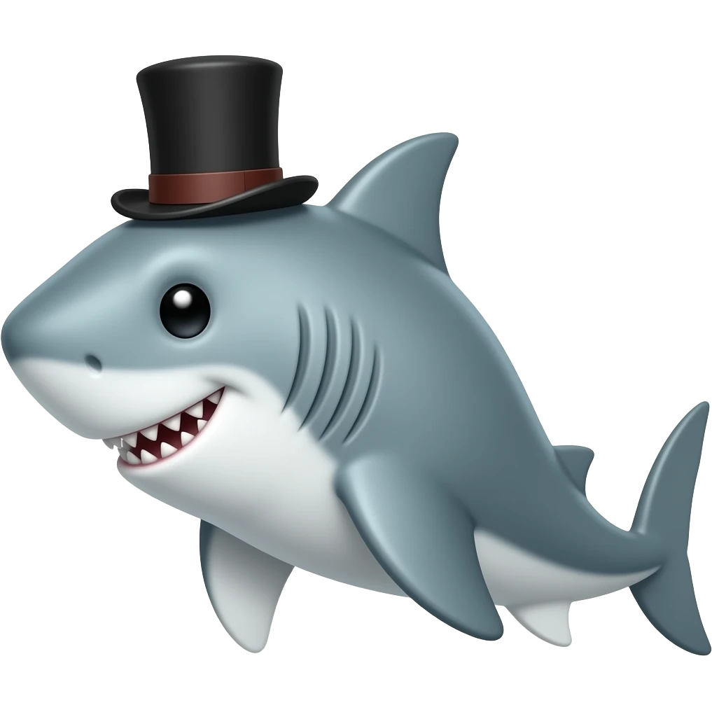 Shark with a top hat emoji
