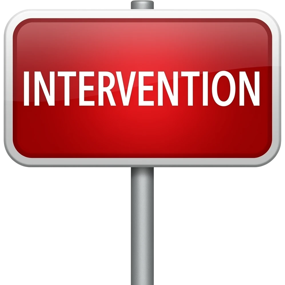 road sign written intervenção emoji