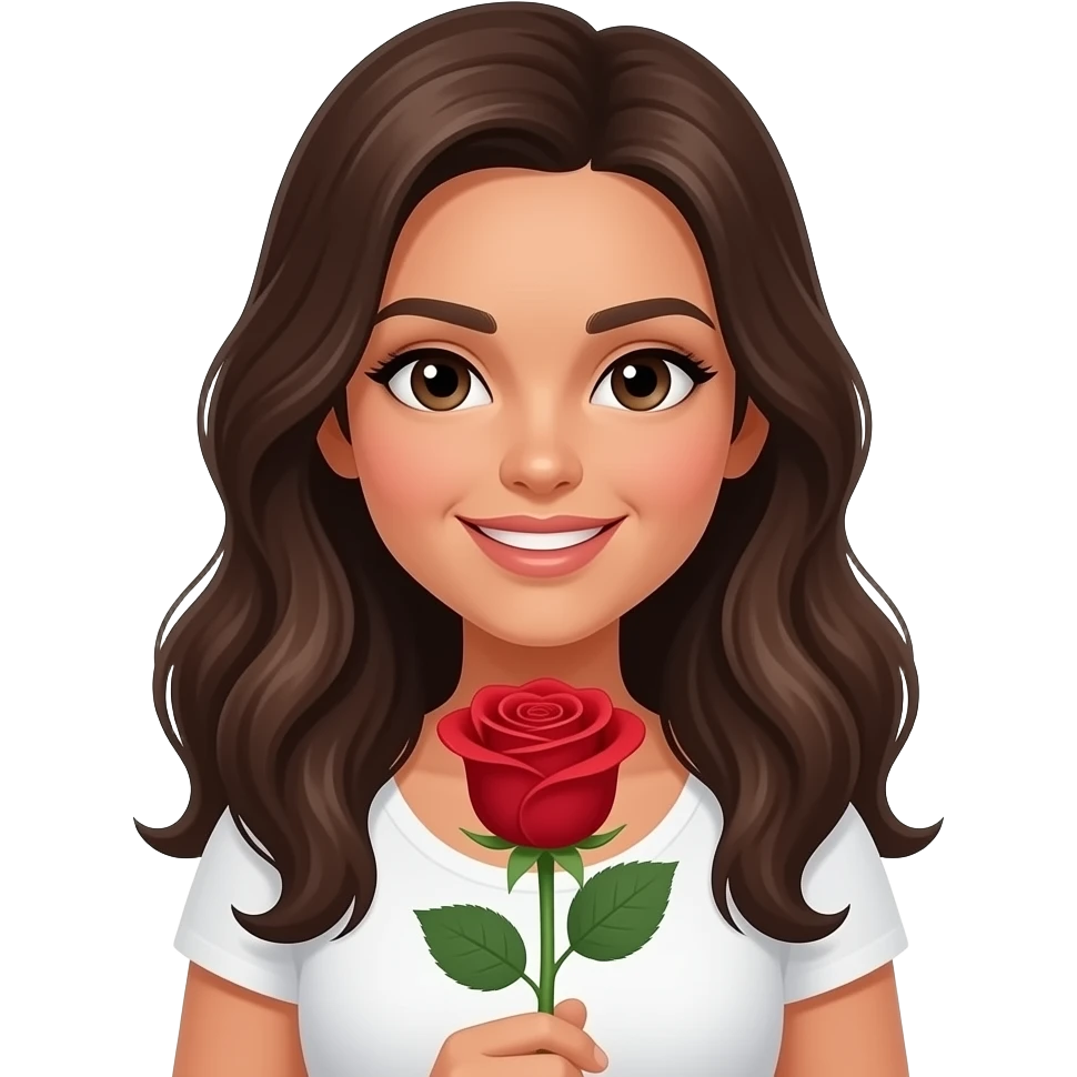 Brunette Latina wife holding a rose emoji