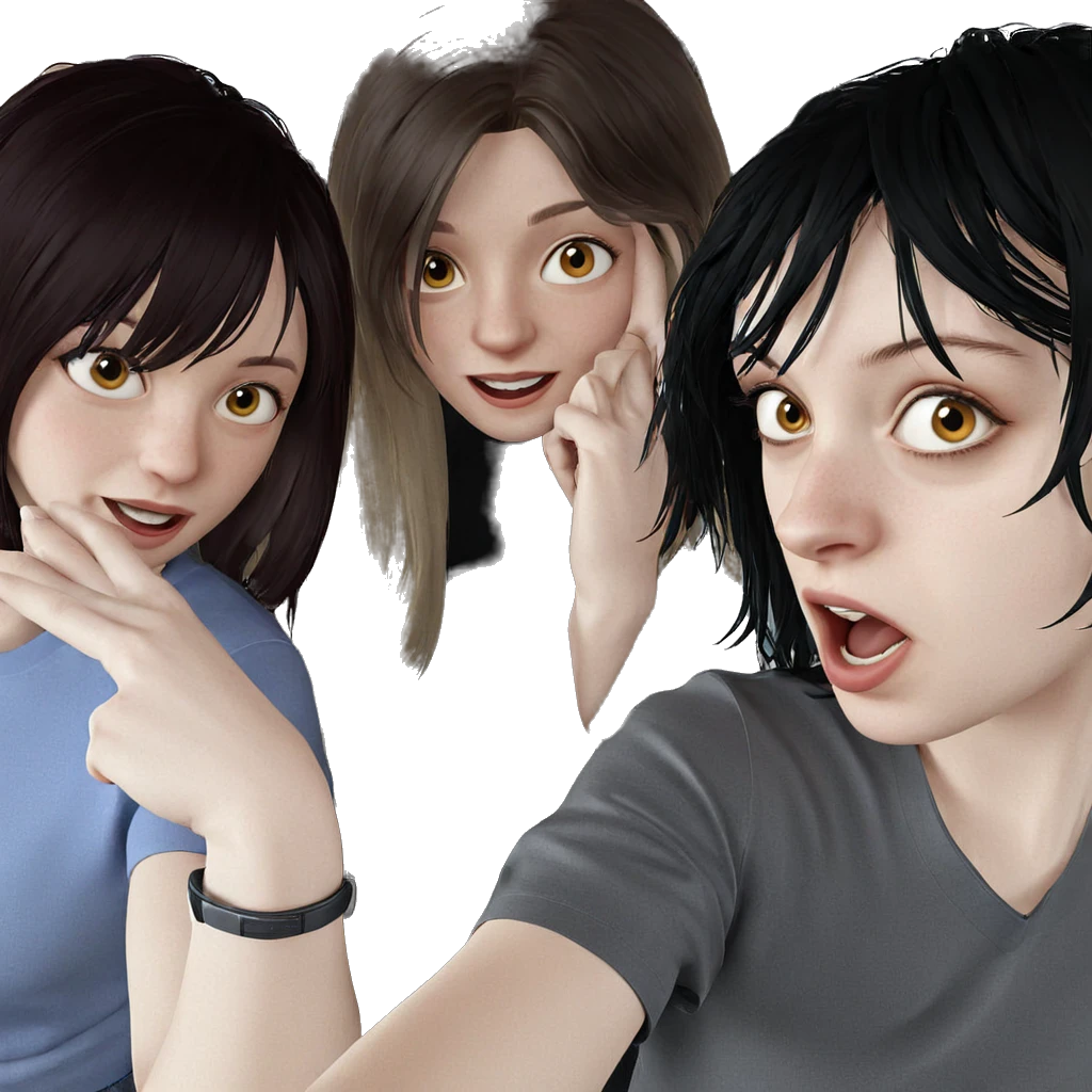 selfie of girls having fun emoji
