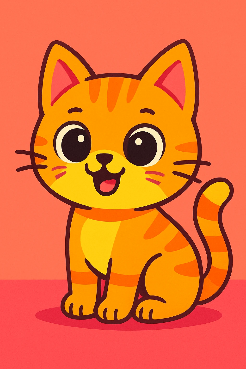 cute cat, vibrant toon style emoji