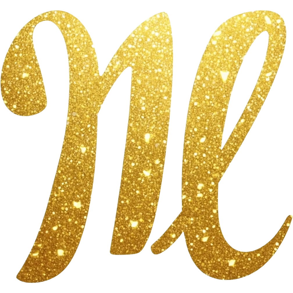 Gold Sparkle cursive letter MM emoji
