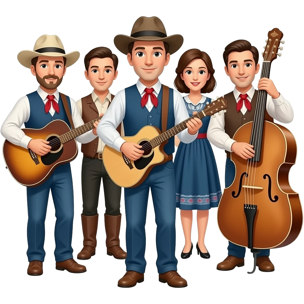 traditional country music band playing with several members and instruments but no electricity emoji