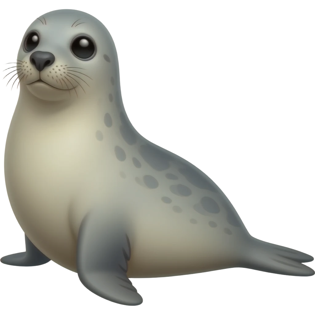 a Picture of a seal the background is the antartica emoji