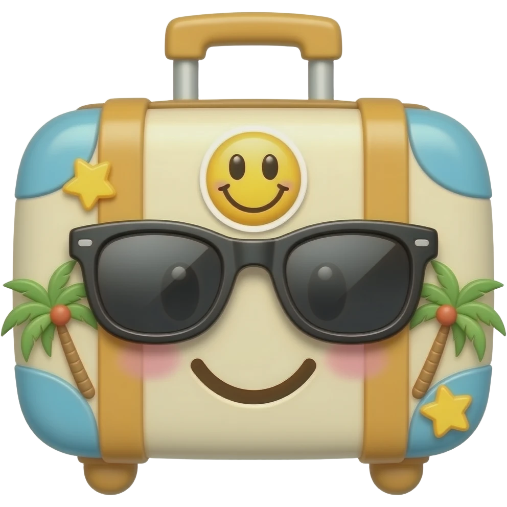 kawaii suitcase happy sunglasses cute smiley holiday emoji