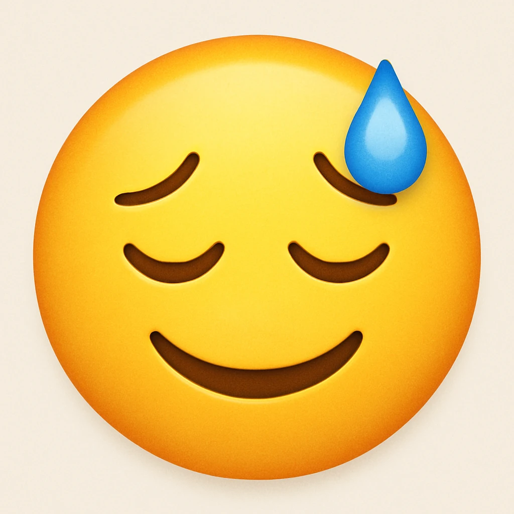 yellow emoji with a relieved sweat emoji