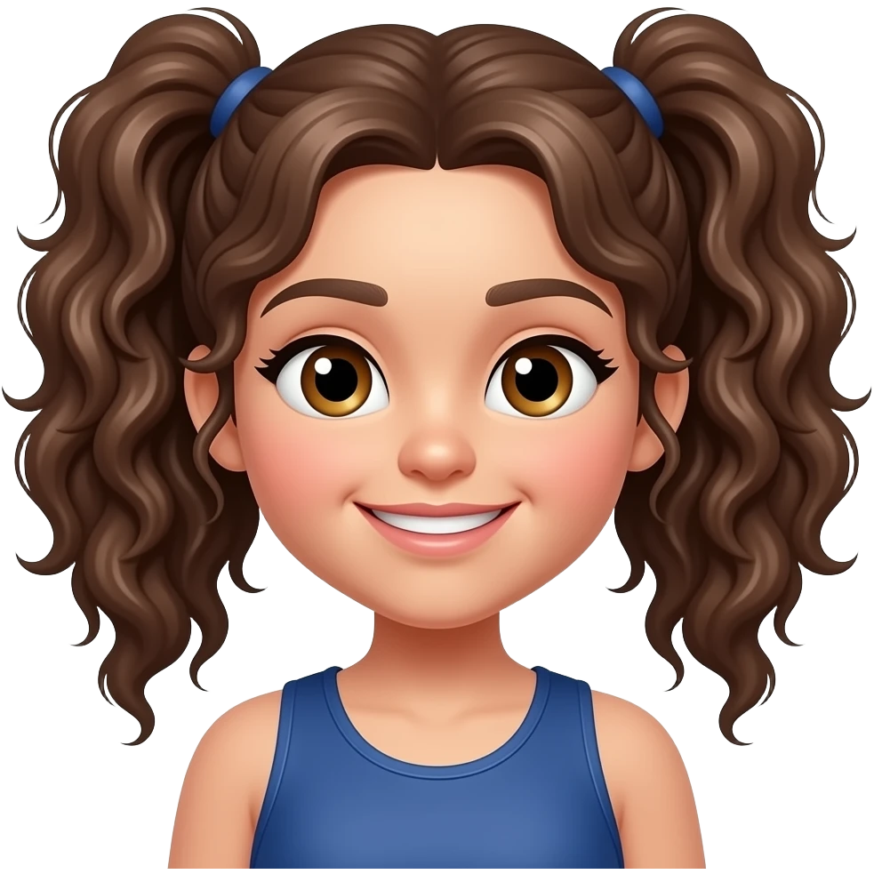 Make an emoji teen girl with a pop style and an atheistic and a curly wavy pigtails emoji