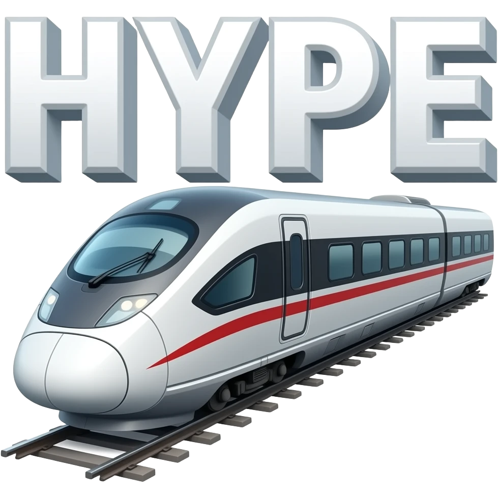 write "HYPE" above an image of a high speed train emoji