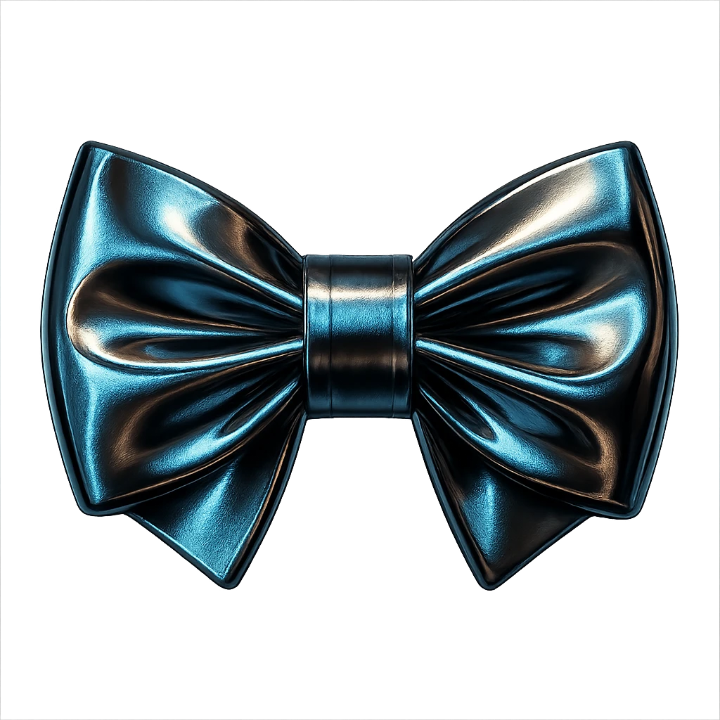 kpop idol bow tie with metallic shine, fashionable emoji