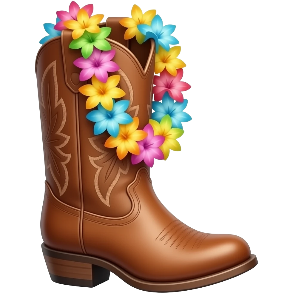 cowboy boot with lei emoji