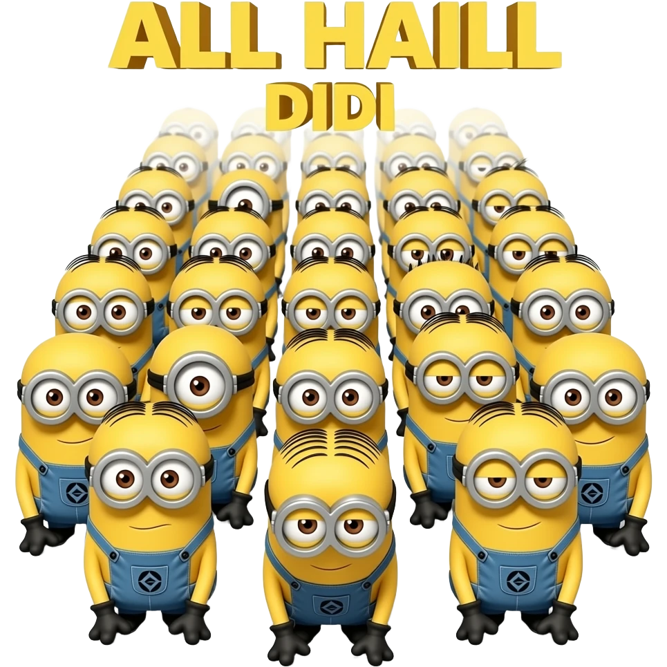CROWD OF minions BOWING ON THIER KNEES with the text ALL HAIL DiDI emoji