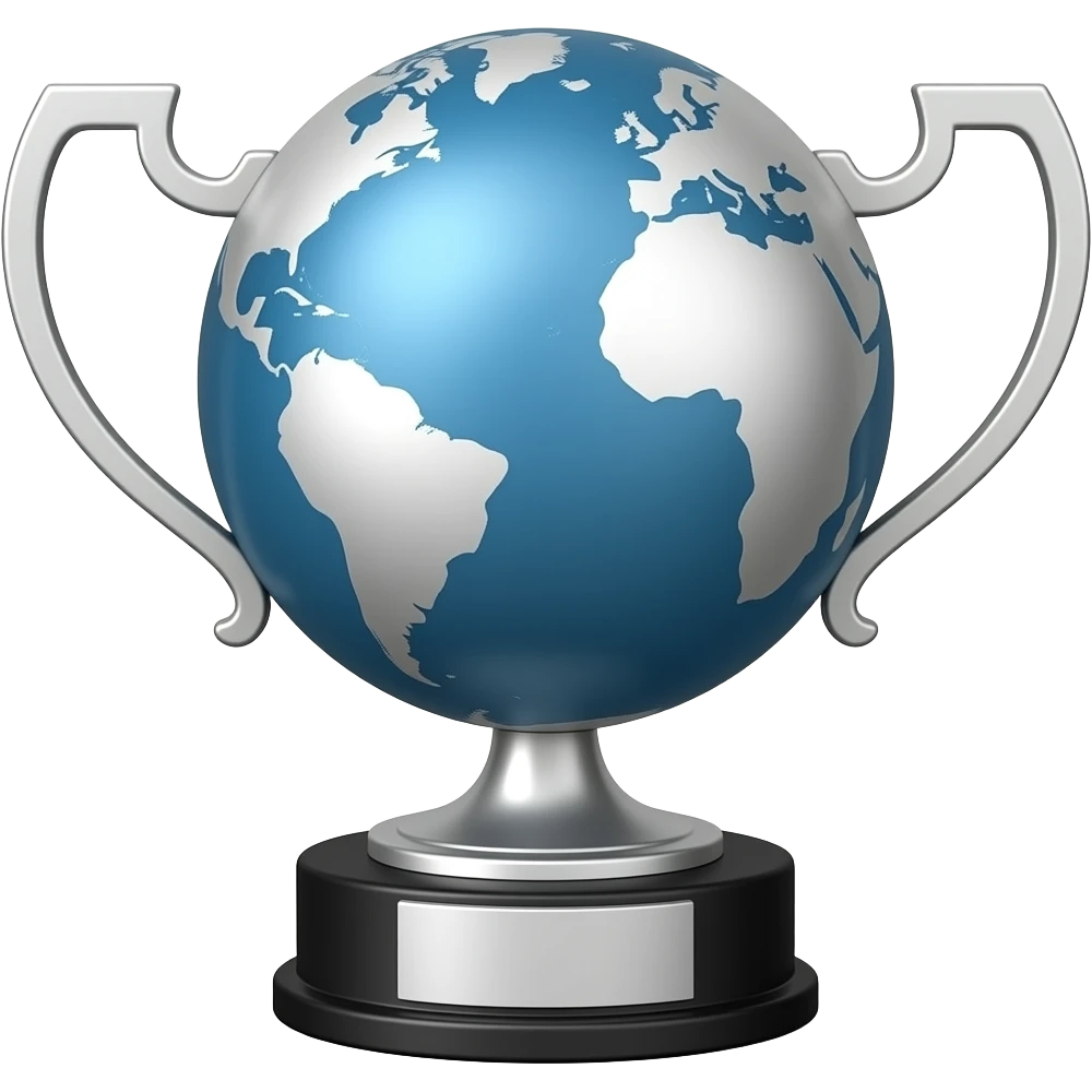 Irish dance world globe trophy all silver, no handles emoji