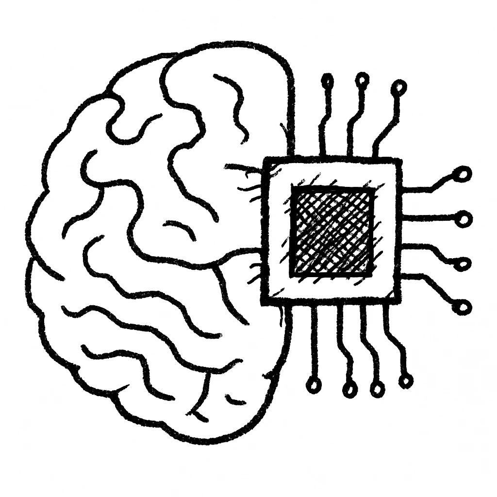 a brain merged with a microchip emoji
