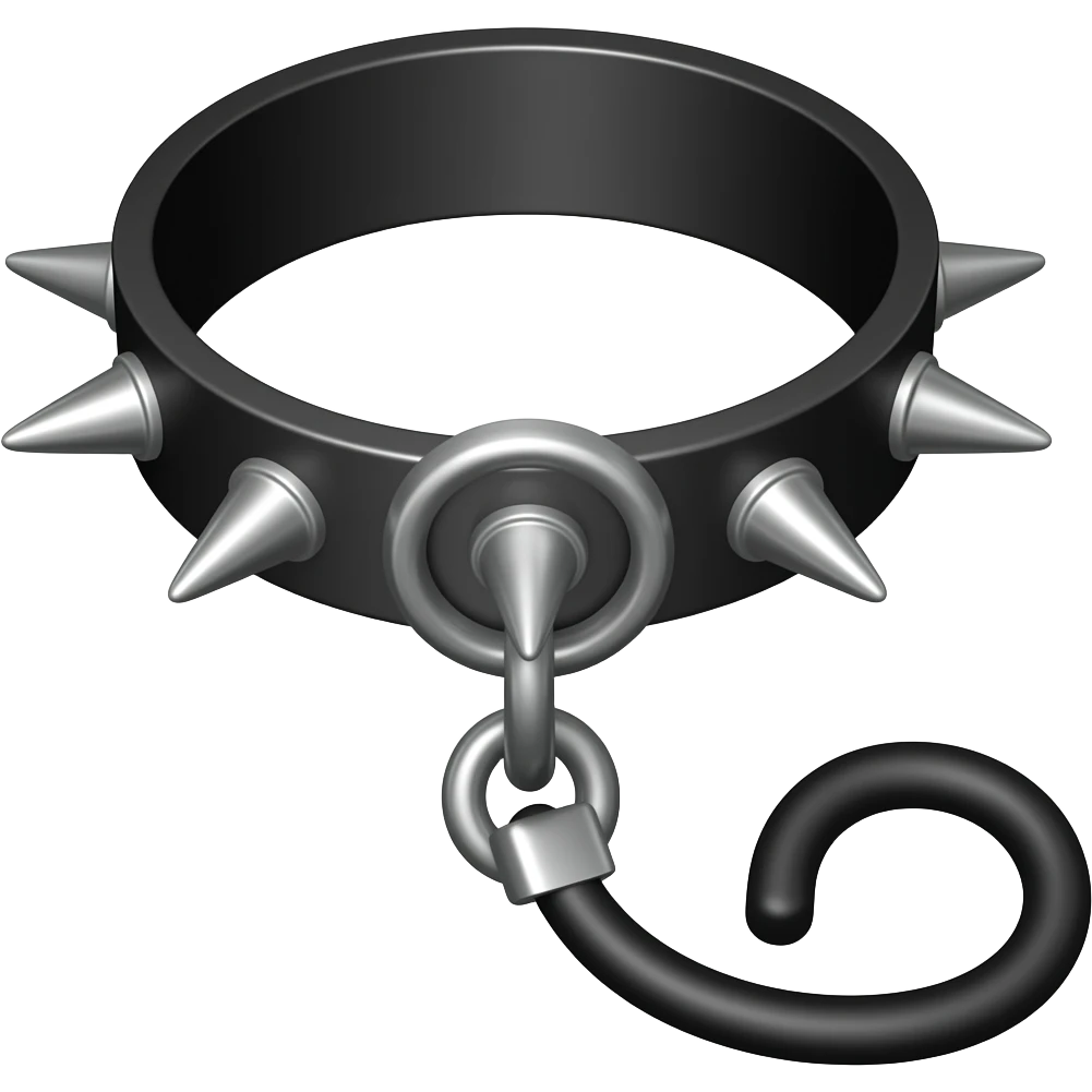 black collar with spikes and a lead emoji