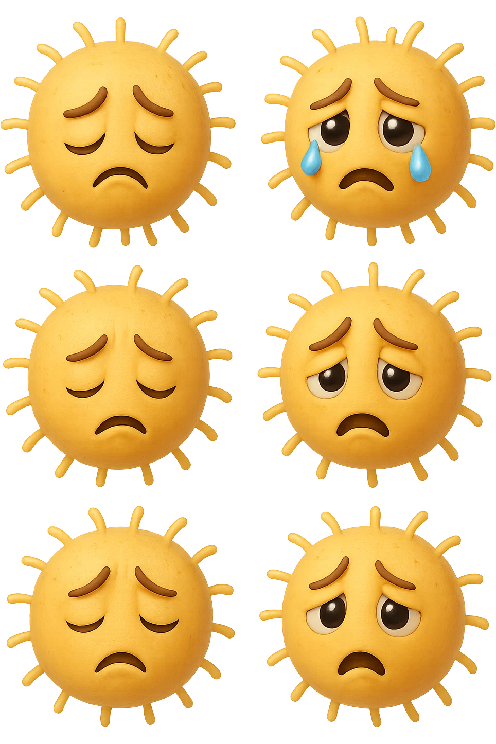 EMOJI STILE IPHONE DI 6 BATTERI INTESTINALI tristi CHE FLUTTUANO IN ARIA IPERREALISTICO 4K emoji