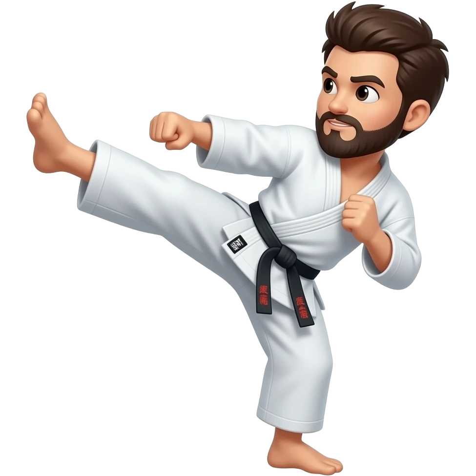 karate guy beard roundhouse kick emoji
