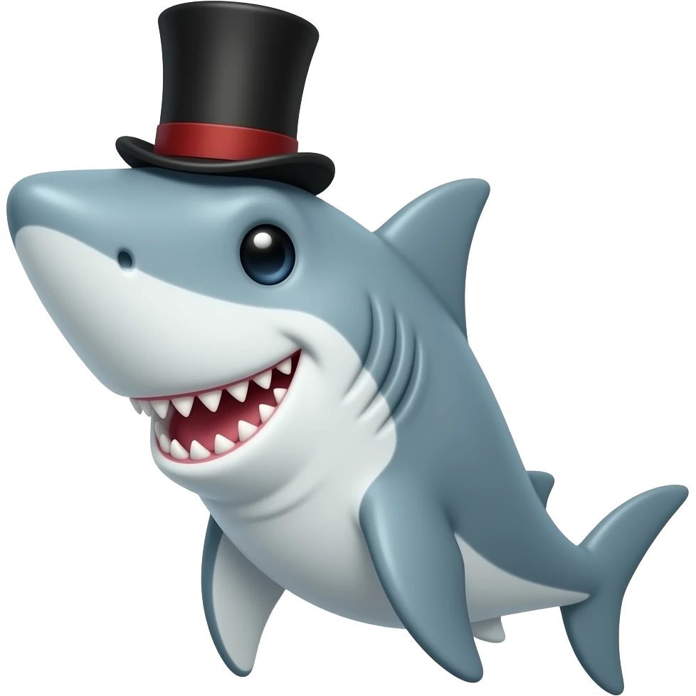 Shark with a top hat emoji
