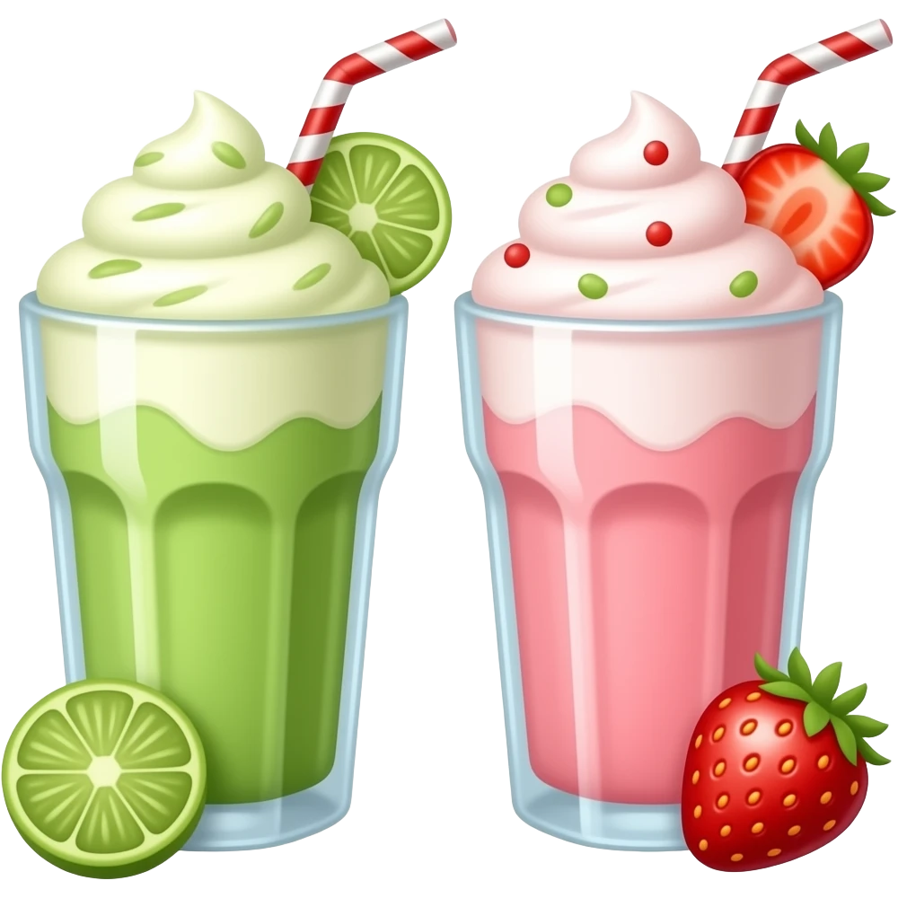 Matcha and strawberry milkshake emoji