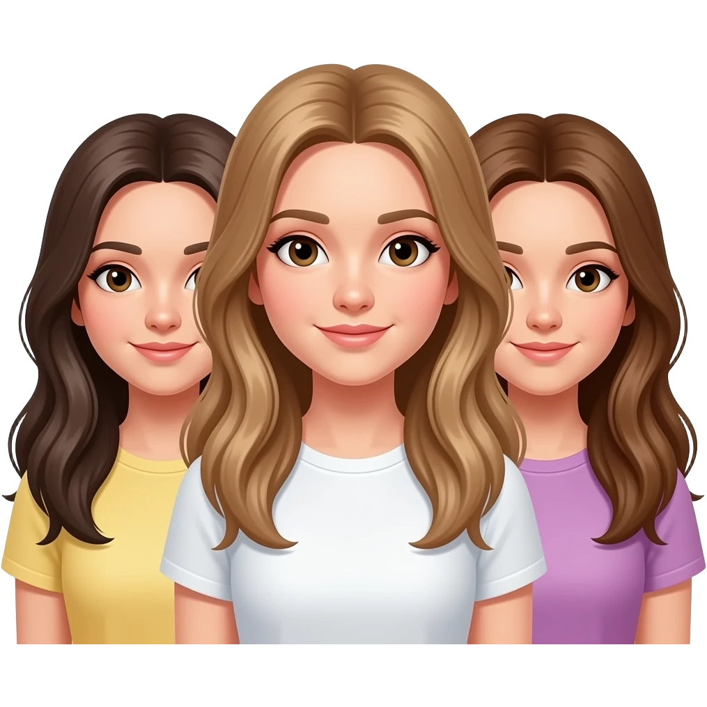 three girls. all with long hair emoji