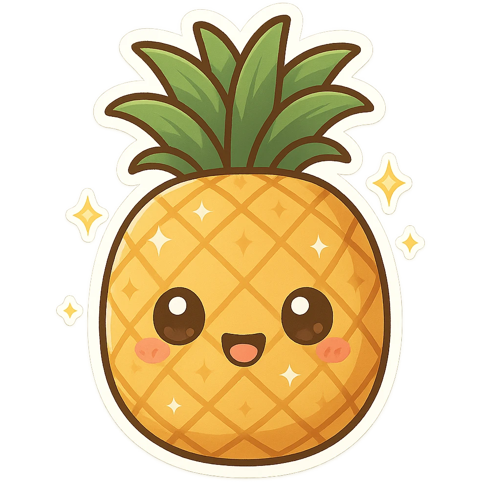 Sparkling Q-version sticker pineapple, cute and exaggerated emoji