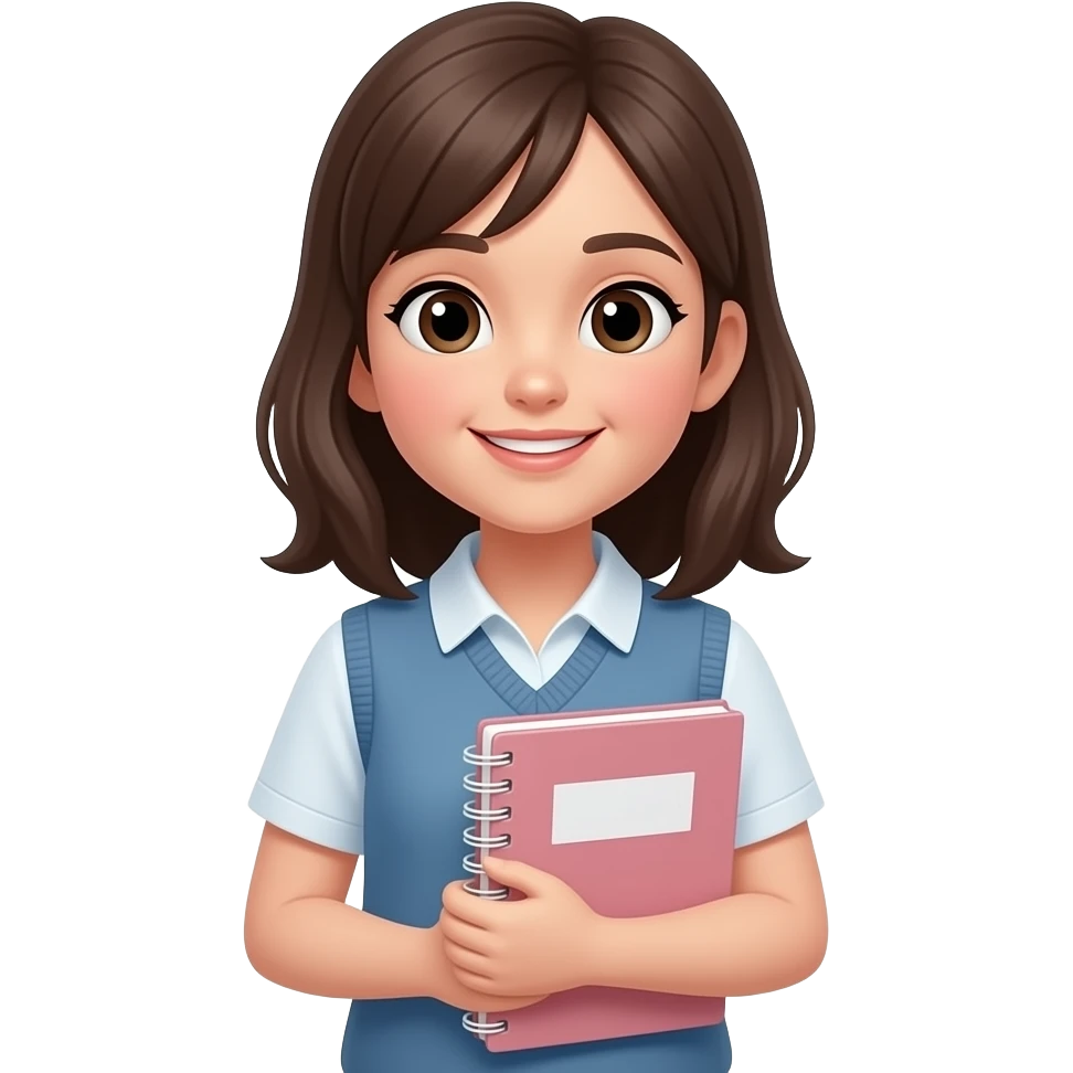 student girl with copybook emoji