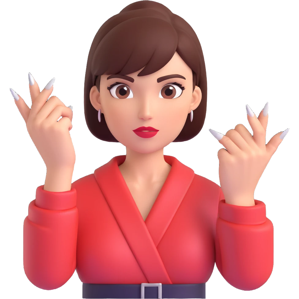 fashionable woman with sharp colorful nails striking a pose with attitude emoji