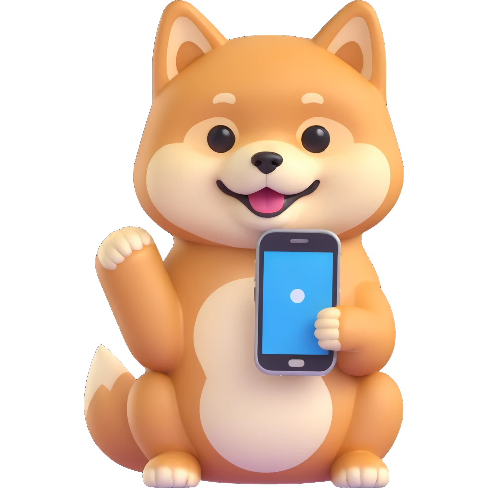 shiba inu holding a phone emoji