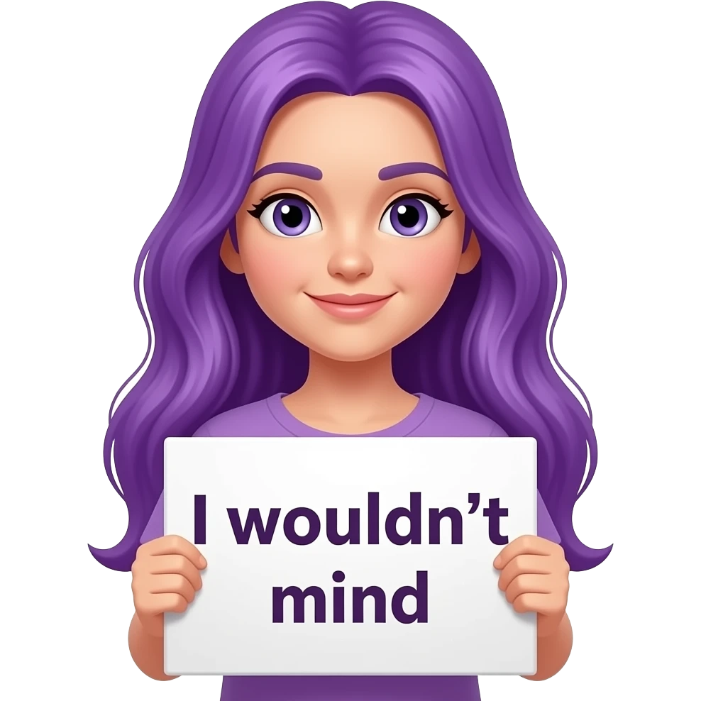 girl with long purple hair with a I wouldn' mind... sign emoji