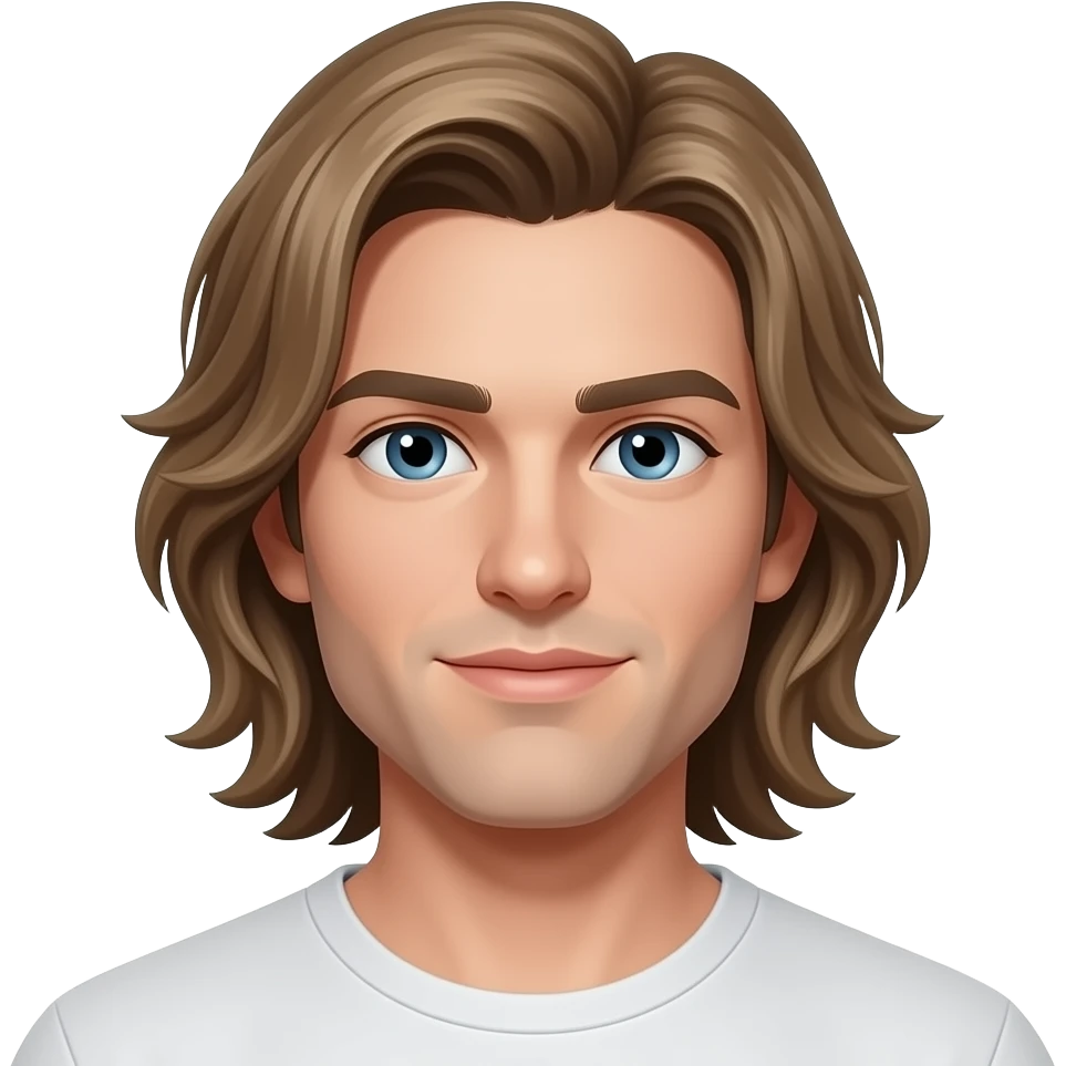 man, below shoulder long light brown hair, no beard emoji