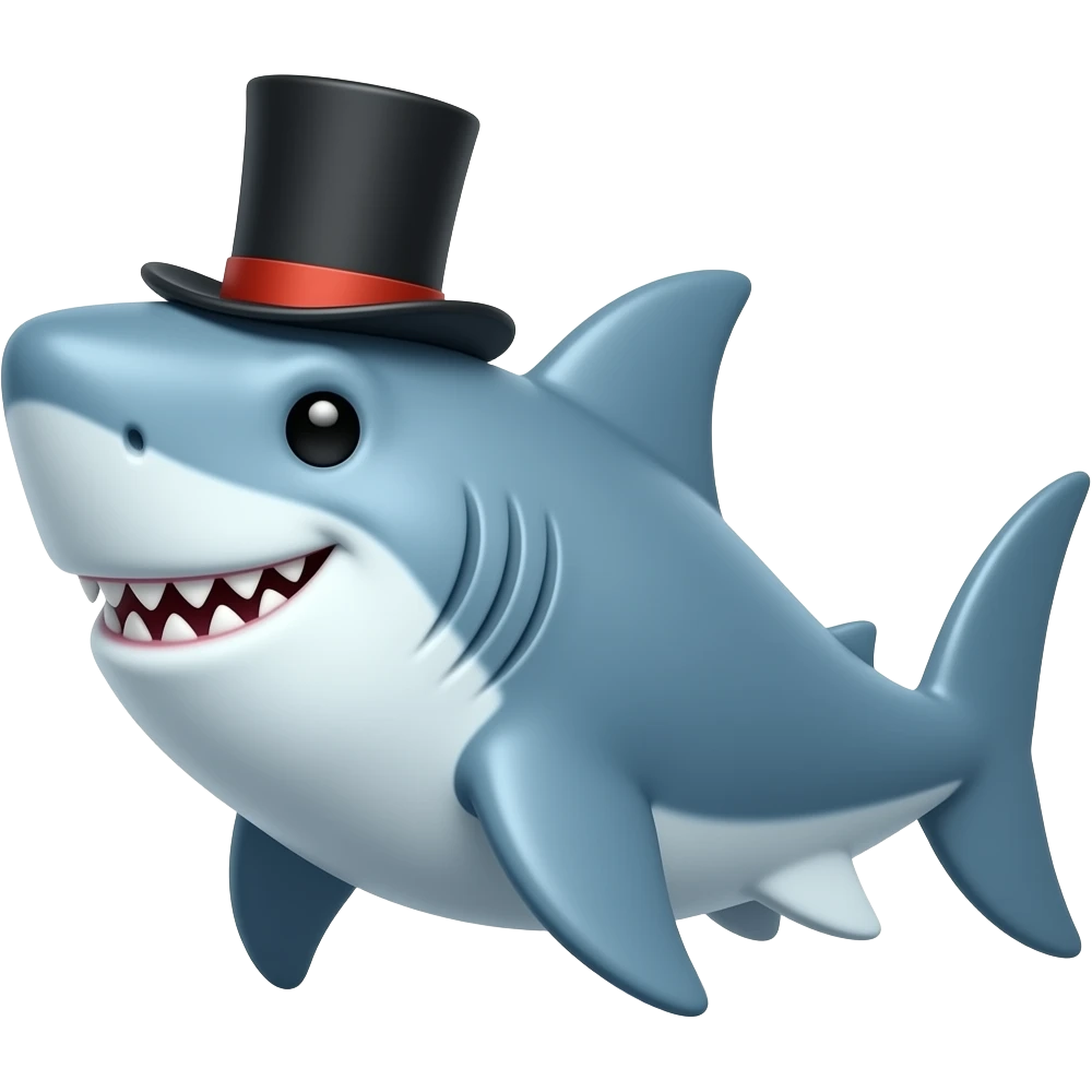 Shark with a top hat emoji