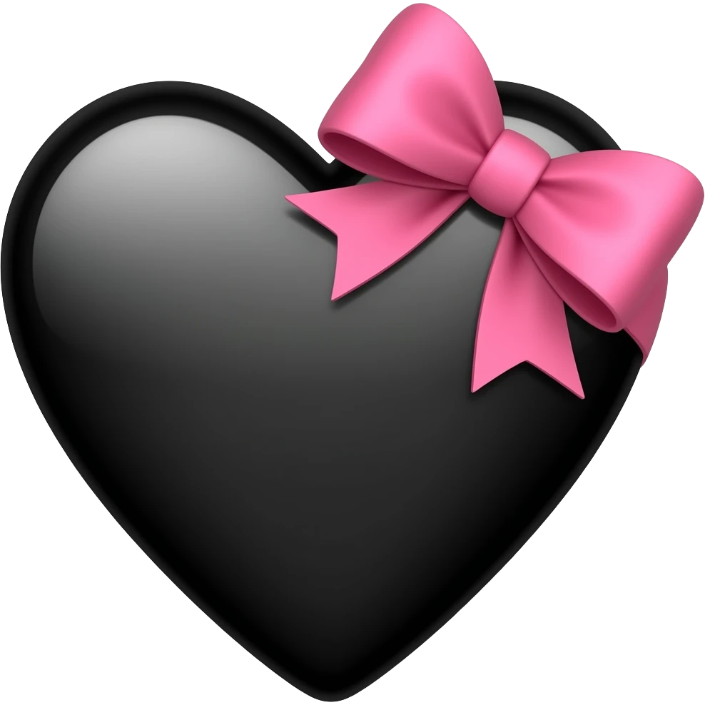 Cuore nero con fiocco rosa emoji