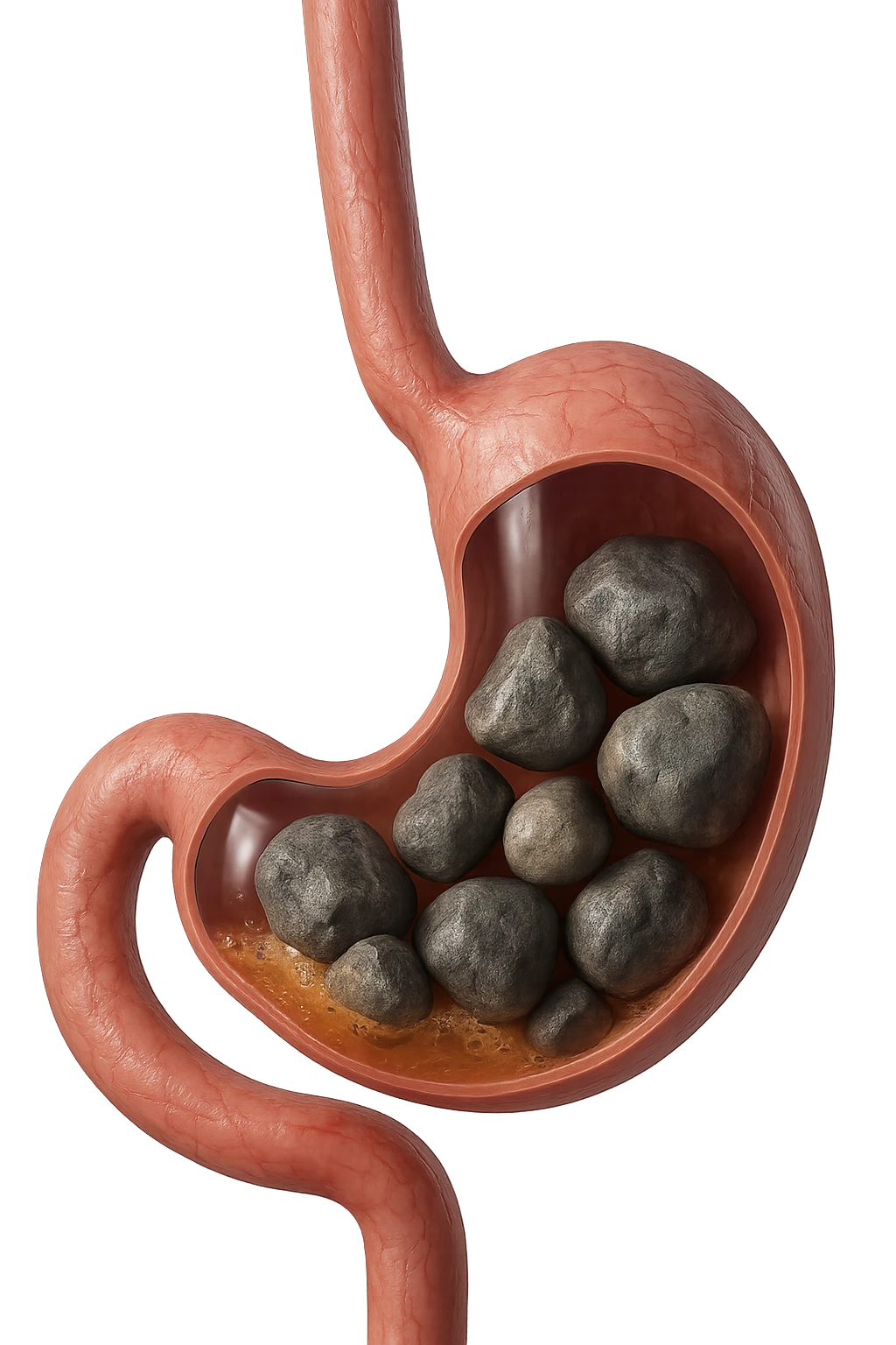 Sassi nello stomaco durante la digestione in 3d realistica emoji