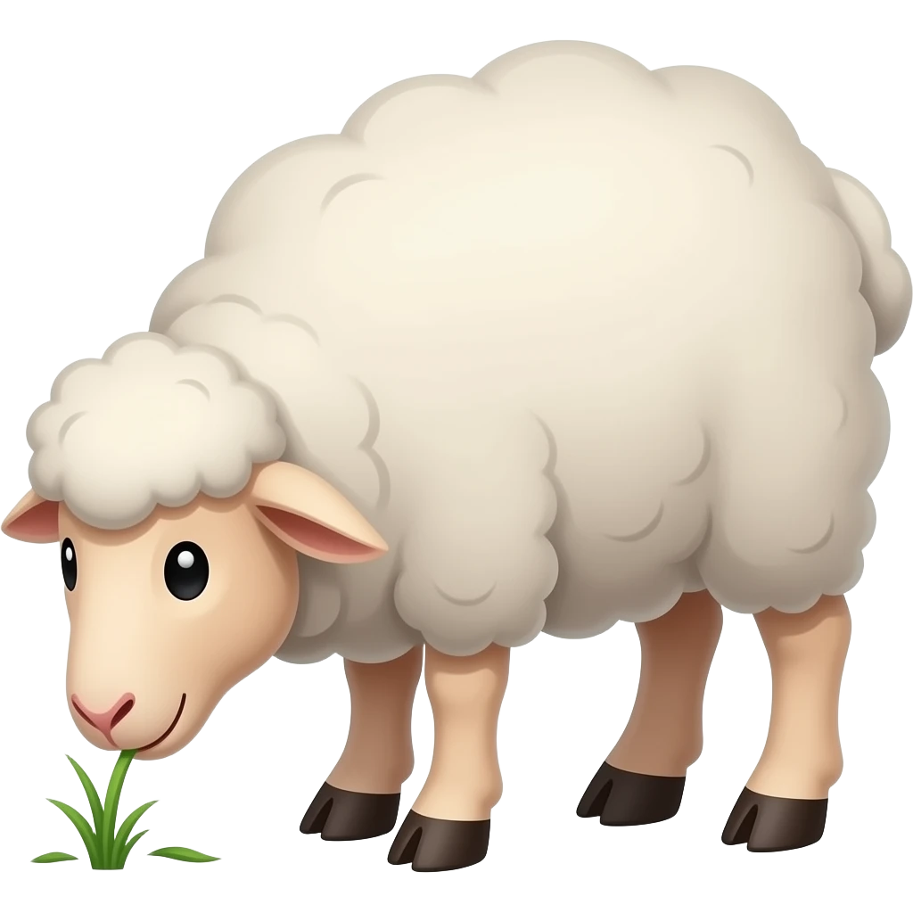 The cartoon ewe sheep grazing emoji