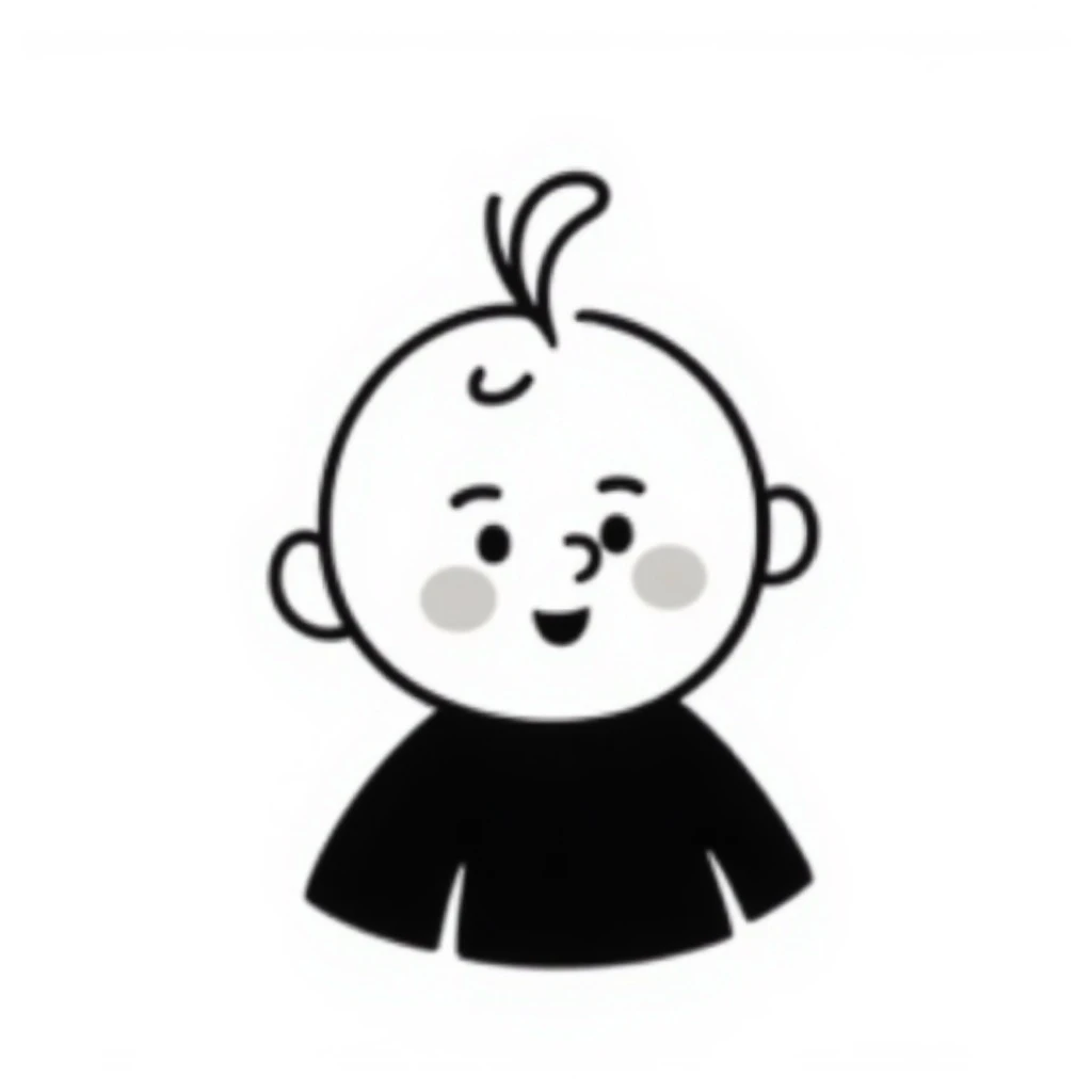 bébé avec un bavoir, dessin à la main, lignes simples emoji