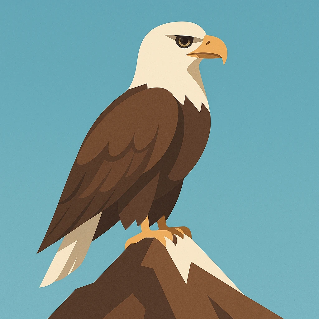 Flat design style eagle in the peak emoji