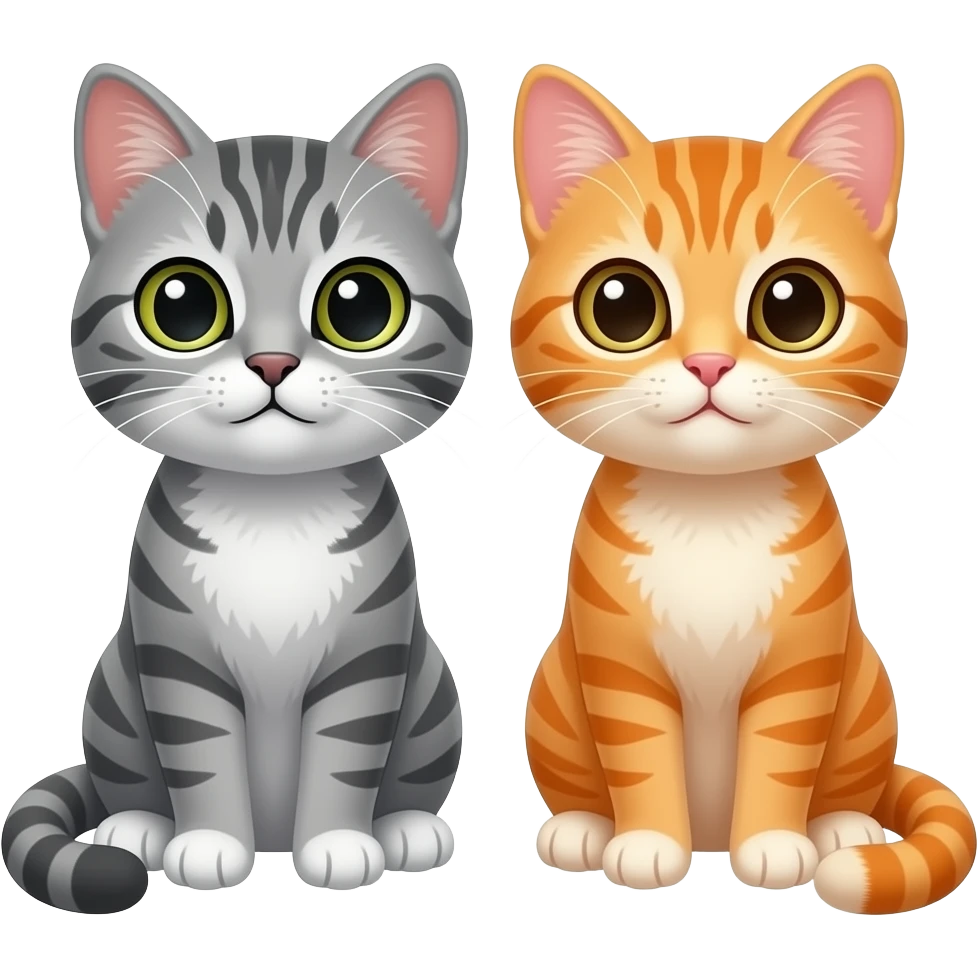grey tabby cat and ginger cat cute emoji