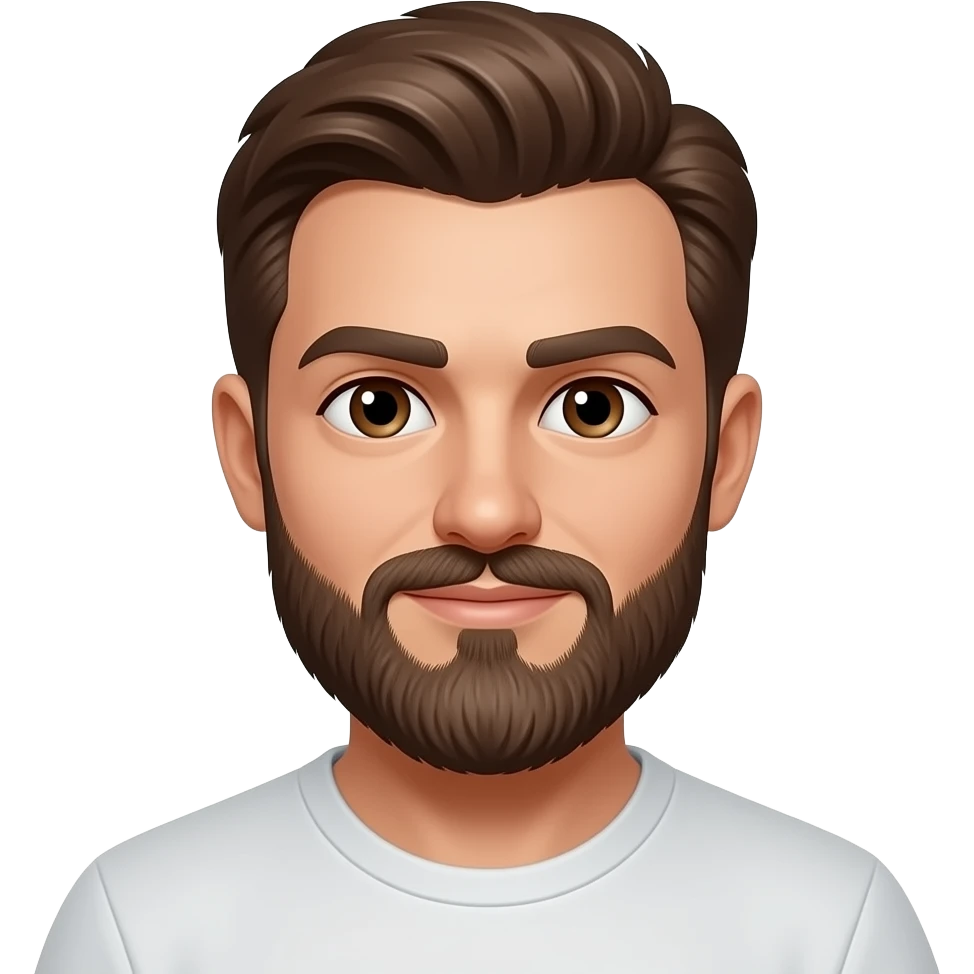 Emoji of a bearded man with brown hair and brown eyes emoji