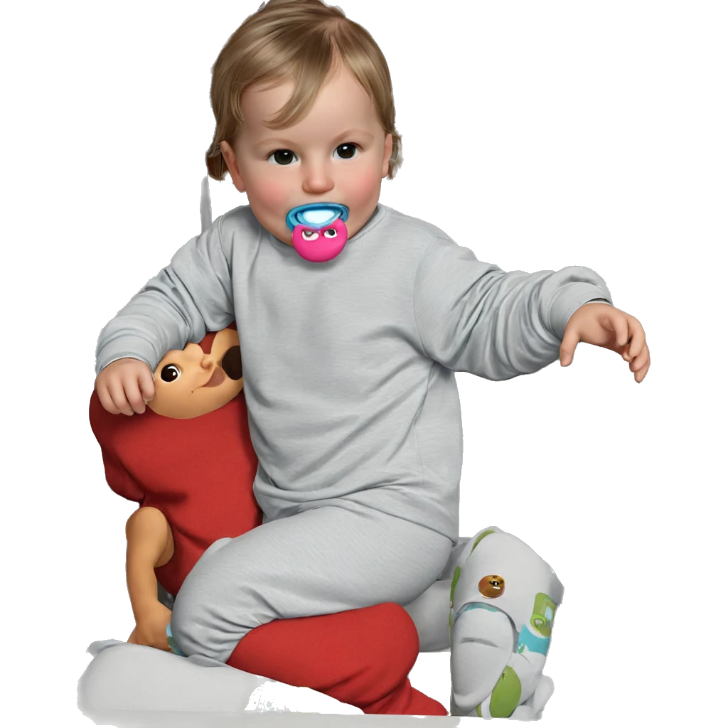 adorable baby girl with pacifier emoji