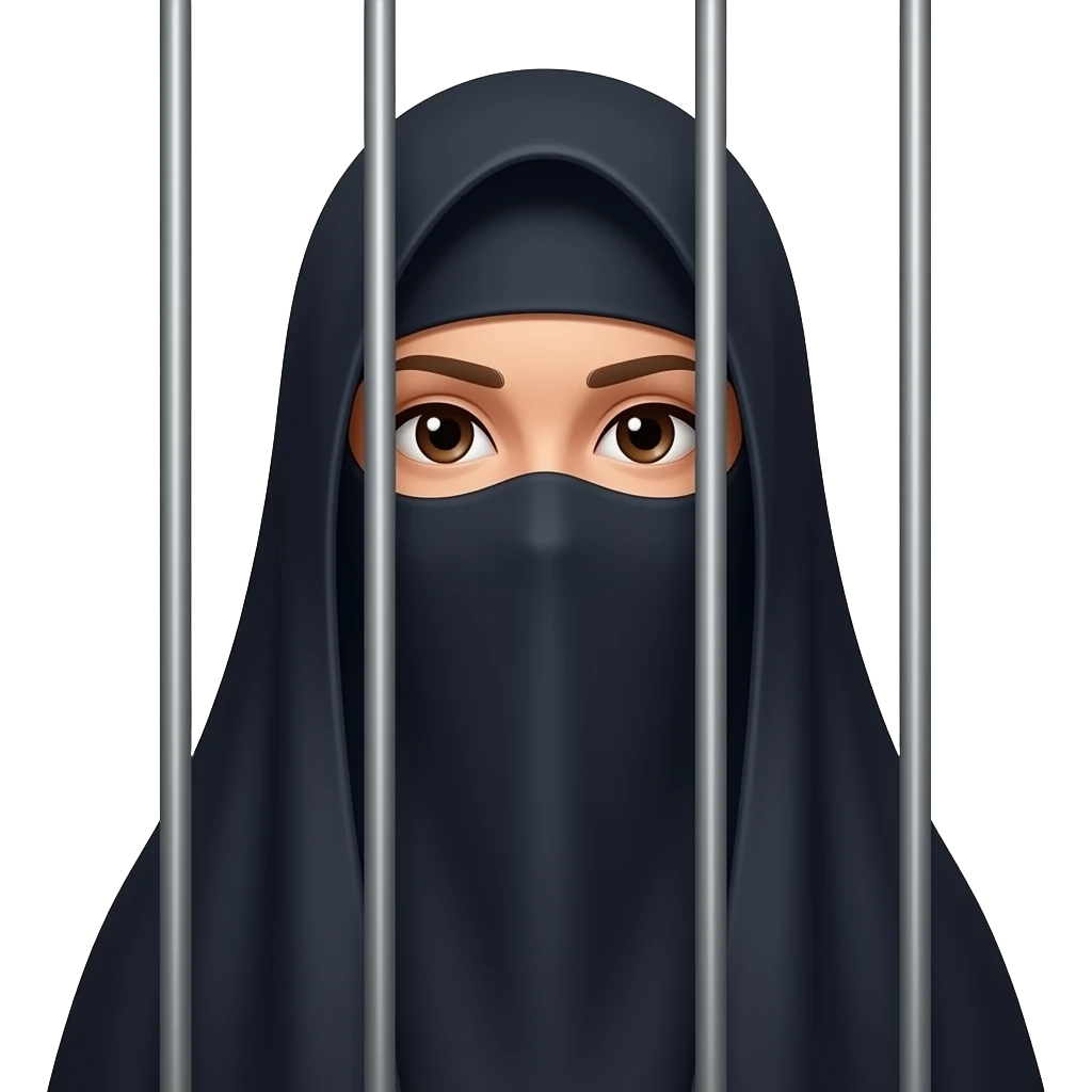 Not good looking Dark Burqa clad lady behind the bars emoji