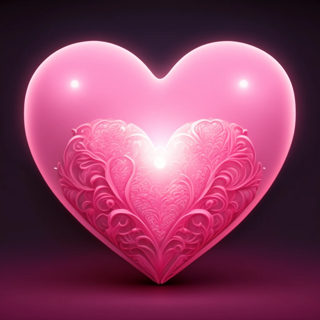 pink heart with a soft glow, ultra detailed emoji